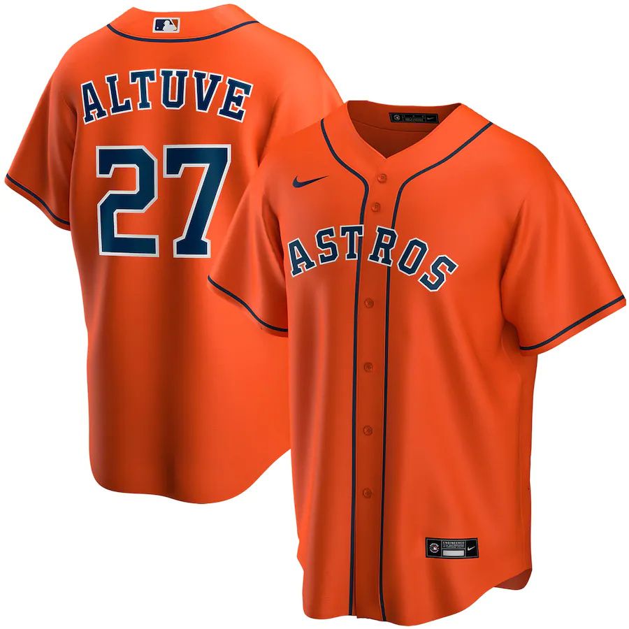 Youth Houston Astros #27 Jose Altuve Nike Orange Alternate Replica Player MLB Jerseys